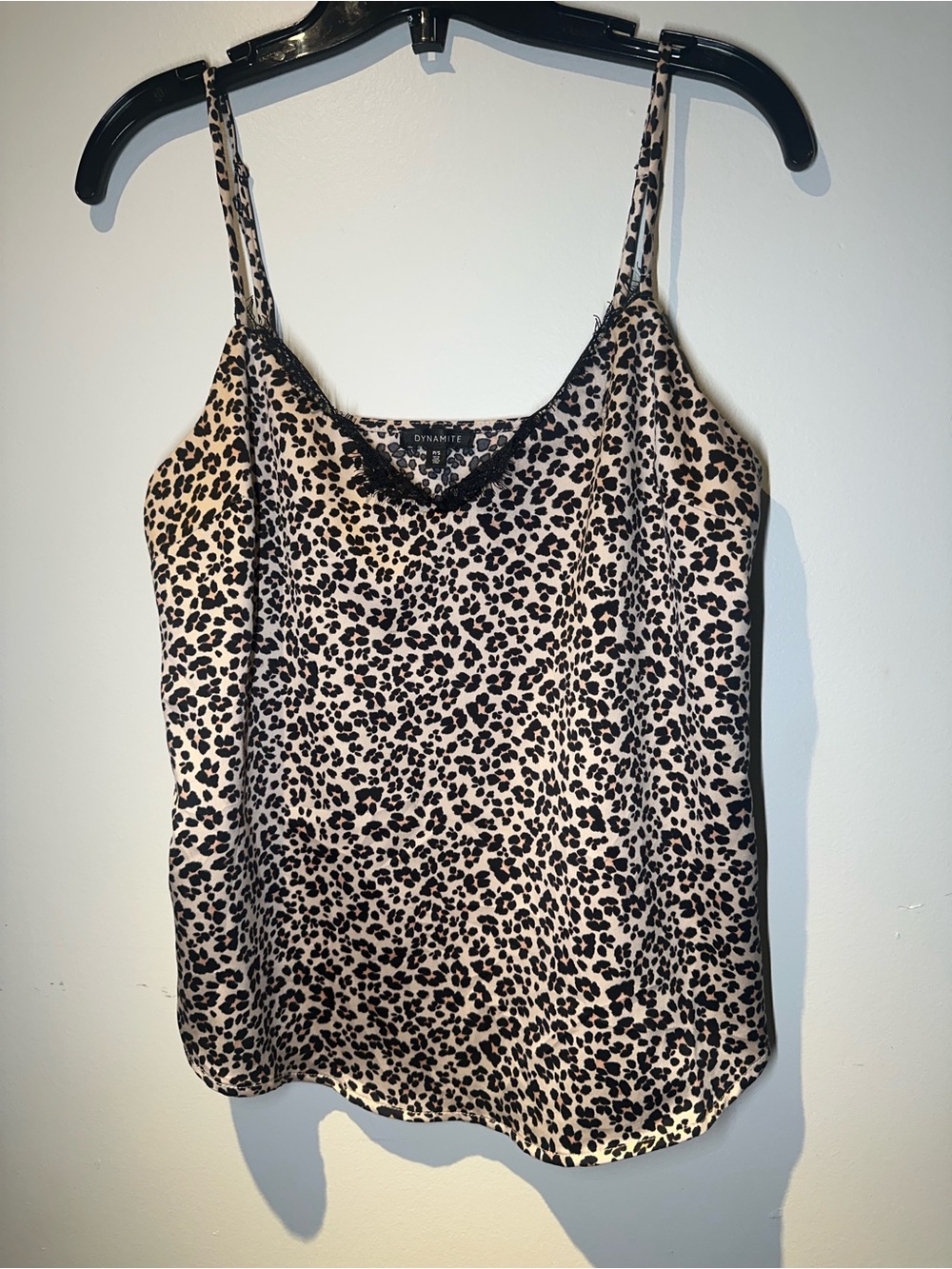 Dynamite Beige and Black Leopard Satin Camisole